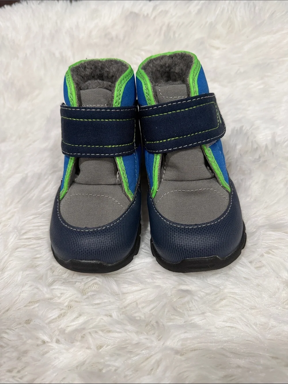 See Kai Run Navy, Gray and Bright Green Kids Boots